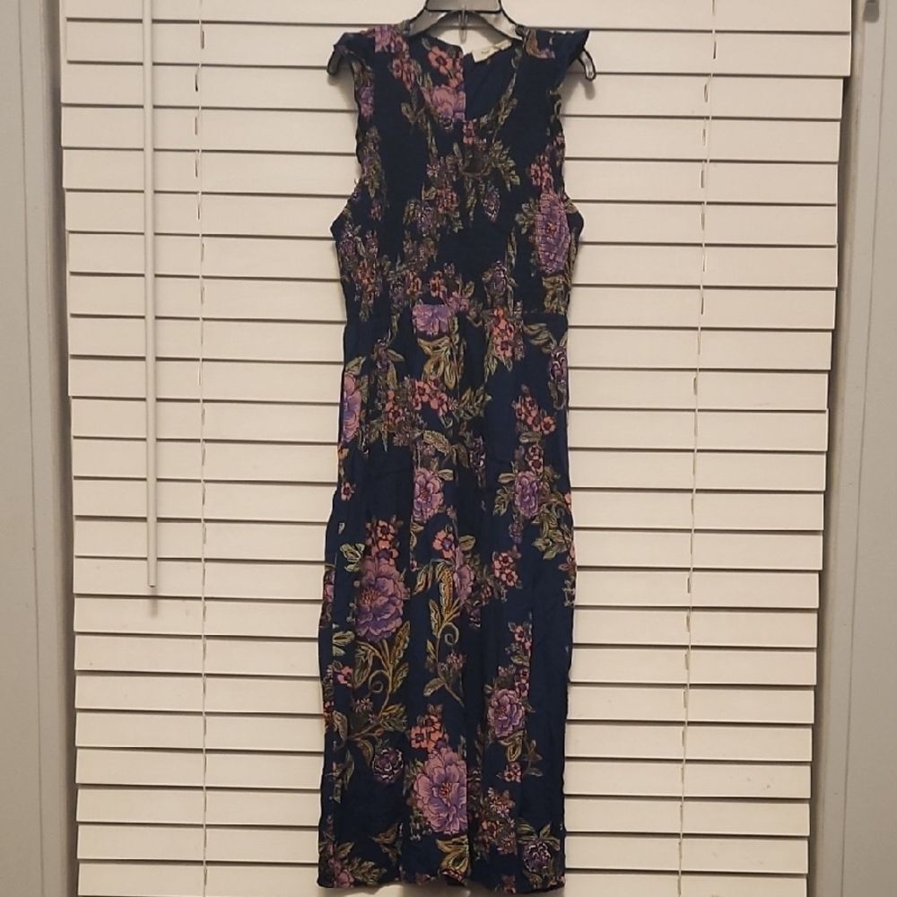 Angie girls Navy and Floral Midi Dress Size L.